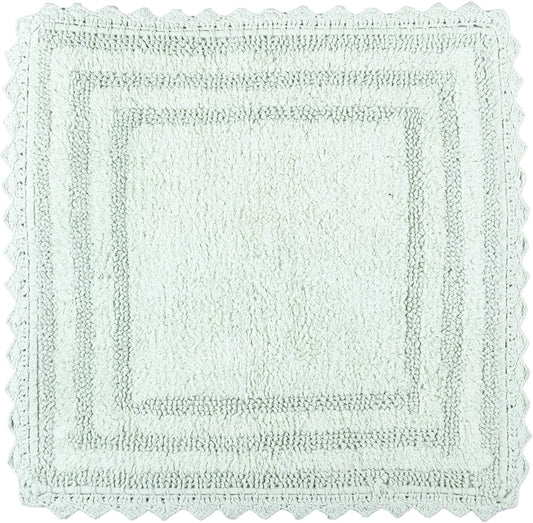 RAJRANG Cotton Crochet Bath Rug - 24 Inches Soft Washable Reversible Boho Bathroom Mat Square - Meadow Mist