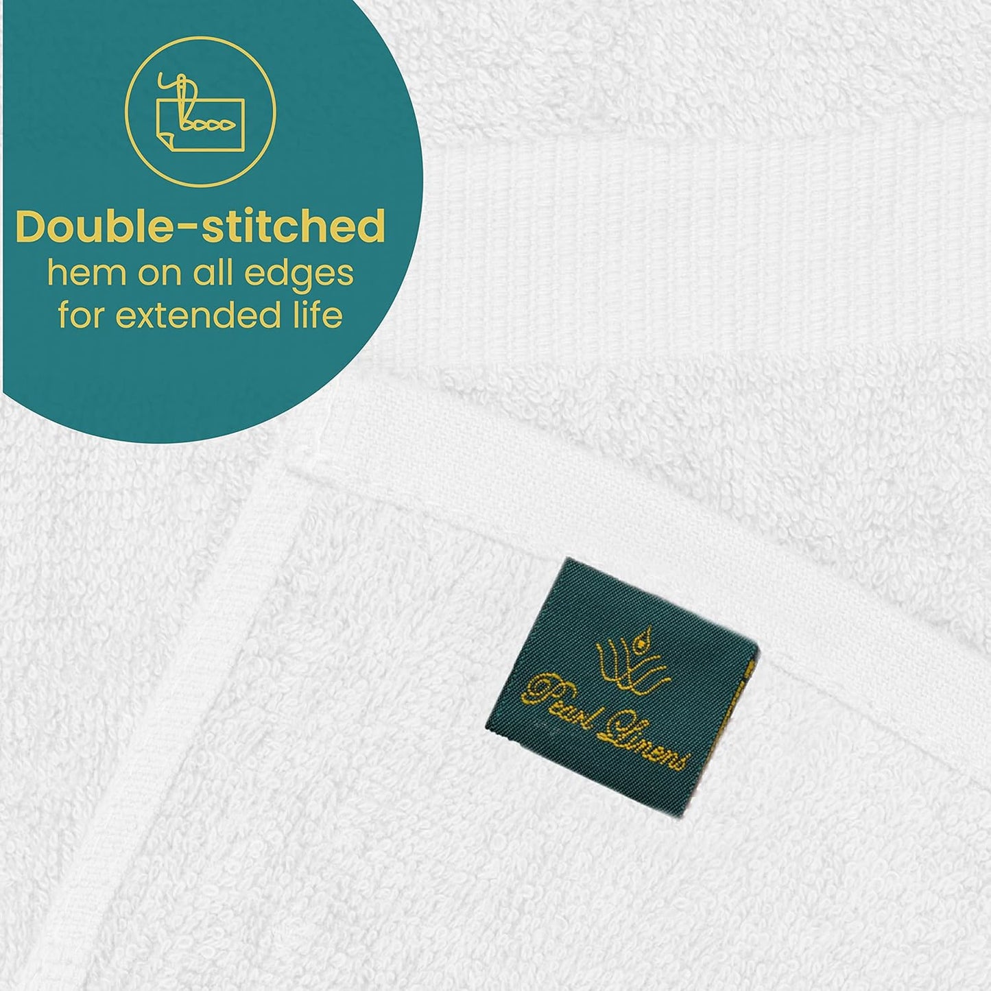 Pearl Linens Bath Towel Set of 12, Economy Cotton 20x40 Hotel Quality White Bath Towels Bulk, Lightweight and Highly Absorbent Quick Dry Towel for Home, Hotel, Spa, Gym and Bathroom, White Towel