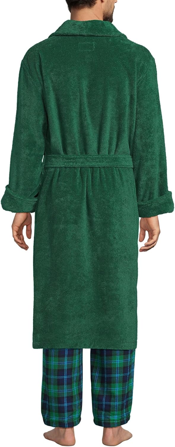 Lands' End Men's Calf Length Turkish Cotton Terry Bathrobe