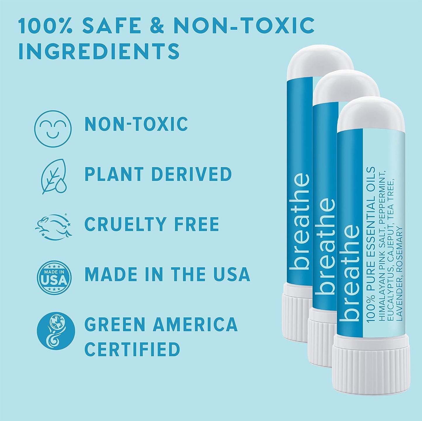 MOXE Breathe | Himalayan Salt Inhaler | Help Clear Congestion, Boost Focus and Improve Breathing | Natural Aromatherapy | Peppermint, Lavender and Tee Tree Essential Oil (1 Pack)