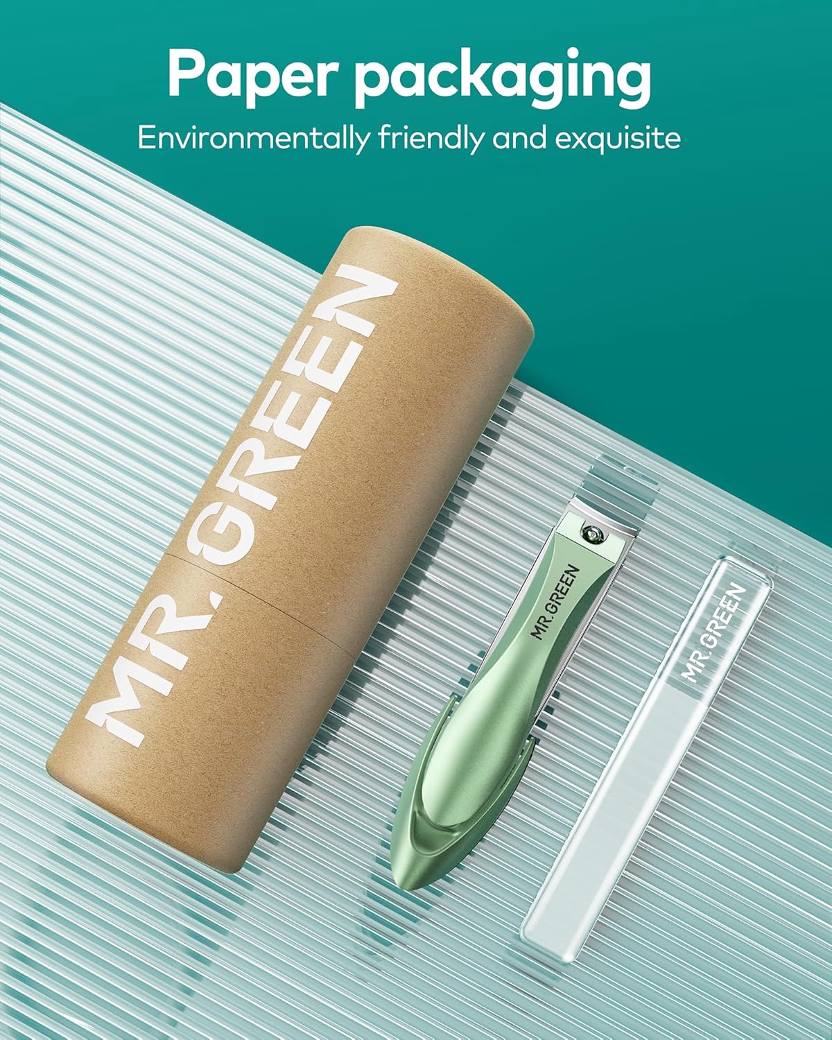 MR.GREEN Nail Clippers with Nail File,Anti Splash Nail Clipper Set for Thick Nails,Medical Grade Stainless Steel Professional Nail Cutter,Sharp and Durable fingernail Clipper for Men and Women(Green)