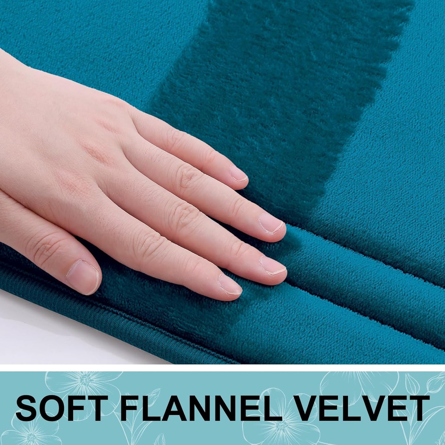 Grandaily Memory Foam Bath Mat Rug 44x24, Ultra Soft, Non-Slip and Absorbent Bathroom Rugs, Machine Wash Dry, Comfortable Bath Carpet for Bathroom Floor, Tub and Shower, Peacock Blue