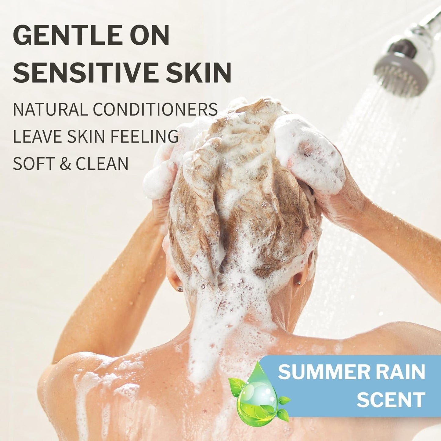 McKesson Body Wash and Shampoo - 1  Gallon Bulk Refill Full Body Wash with Aloe, Summer Rain Scent - Sensitive Skin & Hair 2‑in‑1