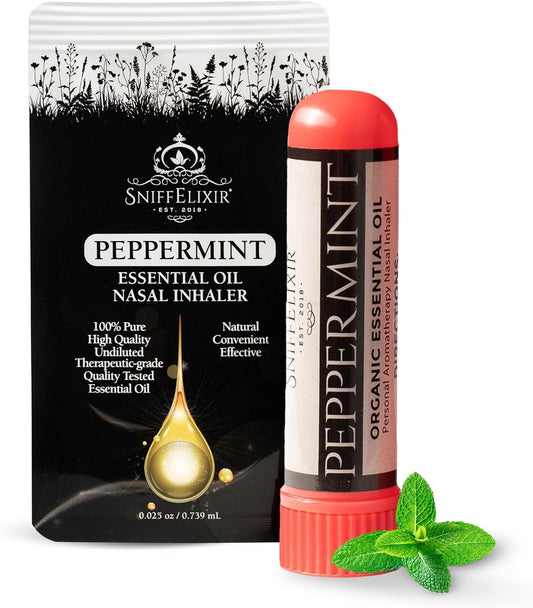 Peppermint Inhaler Nasal Stick - Aromatherapy Nasal Inhaler, Portable Nose Inhaler Stick, Non Drowsy Motion Sickness Stick with Peppermint Essential Oil, Aromatherapy Inhaler Stick, Aroma Inhaler