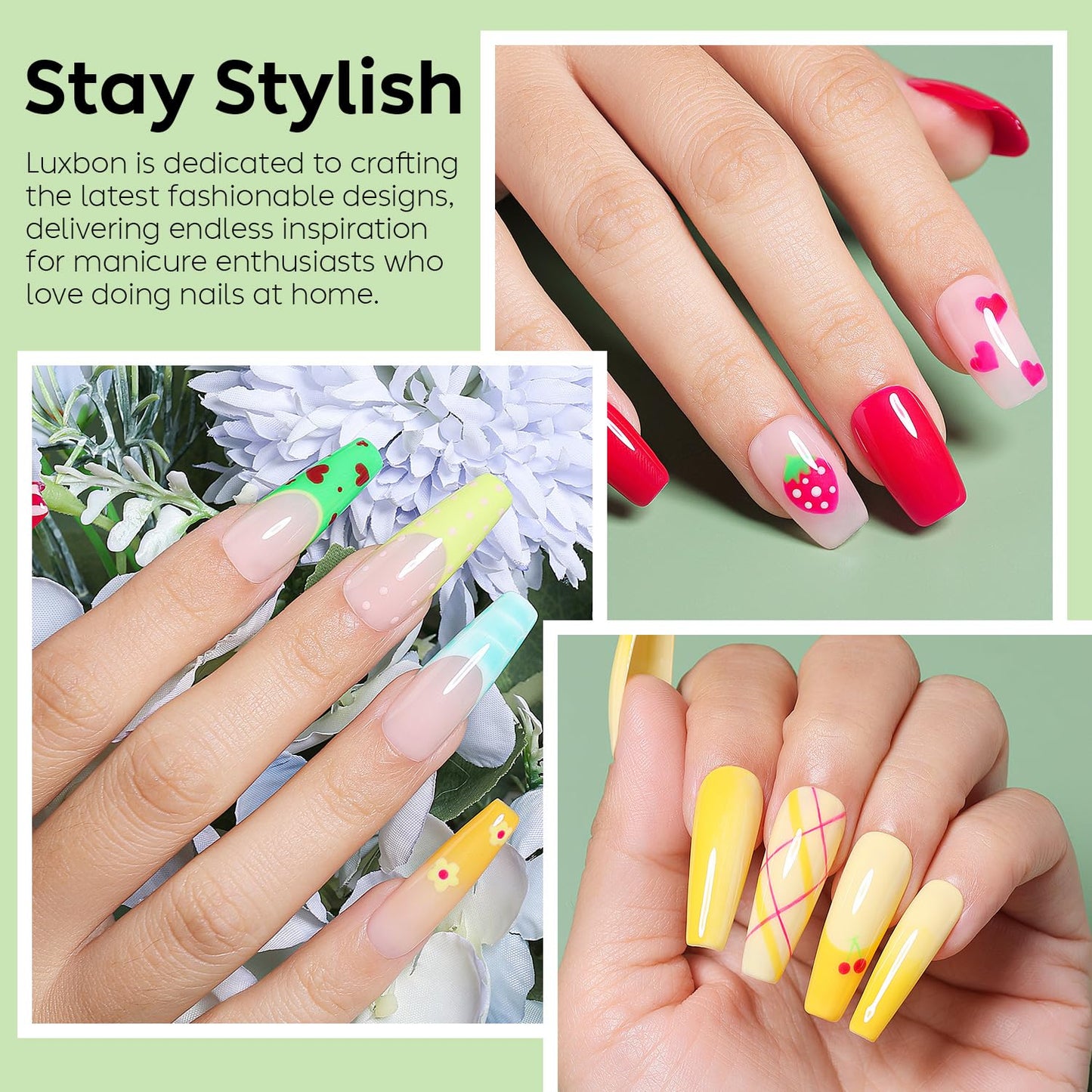 Luxbon 12 pcs Gel Nail Polish Set - Summer Color Set Long Lasting Gel Polish, uv led Soak Off Nail Art Designs Manicure Kit 007