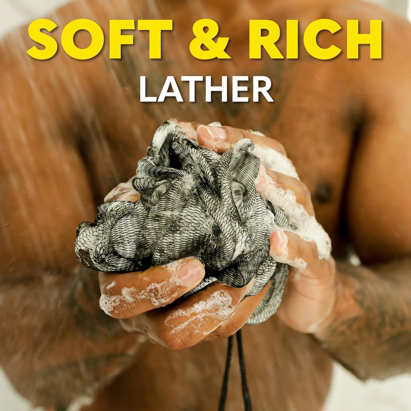 The Beard Club Premium Exfoliating Loofah Sponge - Soft Shower Body Scrubber for Men & Women, Large Bath Loofah for Luxurious Skin Care, Durable Shower Pouf & Bathing Accessories in Stylish Design