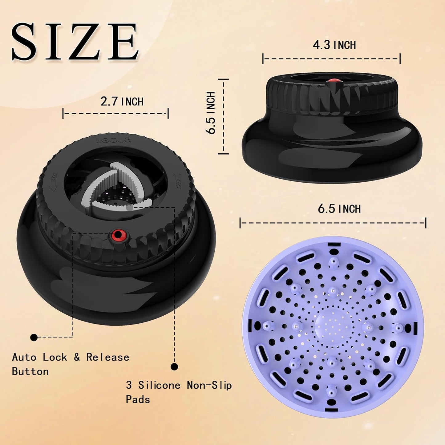 Universal Portable Blow Dryer Diffuser for Curly and Natural Wavy Hair, Hair Dryer Diffuser for Curly and Natural Wavy Hair (Black&Purple)