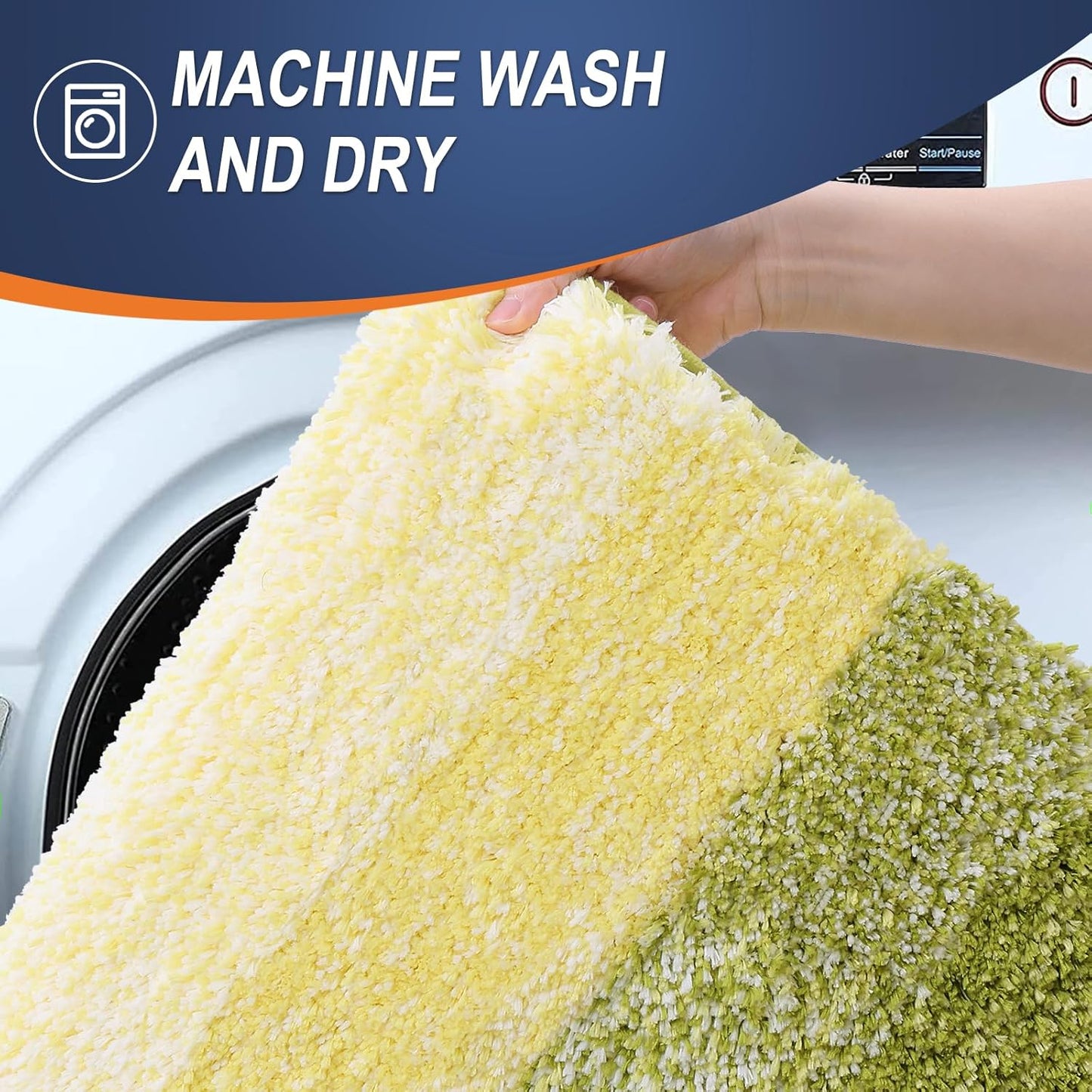 OLANLY Luxury Toilet Rugs U-Shaped 24x20, Extra Soft and Absorbent Microfiber Bathroom Rugs, Non-Slip Plush Shaggy Bath Mat, Machine Wash Dry, Contour Bathroom Mats for Toilet Base, Olive Green