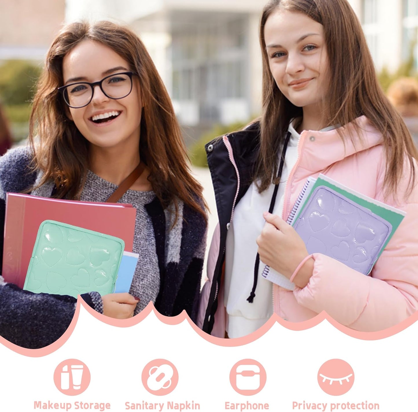 Sanitary Napkin Storage Bags 4 PCS Soft PU Leather Pad Bags for Period Feminine Product Pouch for Panty Liners, Tampons, Menstrual Cup, Sanitary Napkin