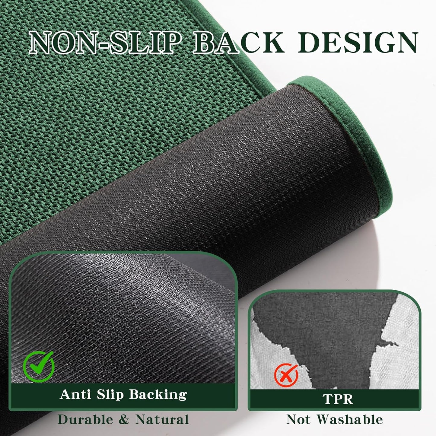 chakme Bathroom Rugs Mat 47x25, Ultra Thin Non Slip Bath Mat Large Quick Dry Absorbent Bath Mat for Bathroom Floor, (Green, 47"x25")