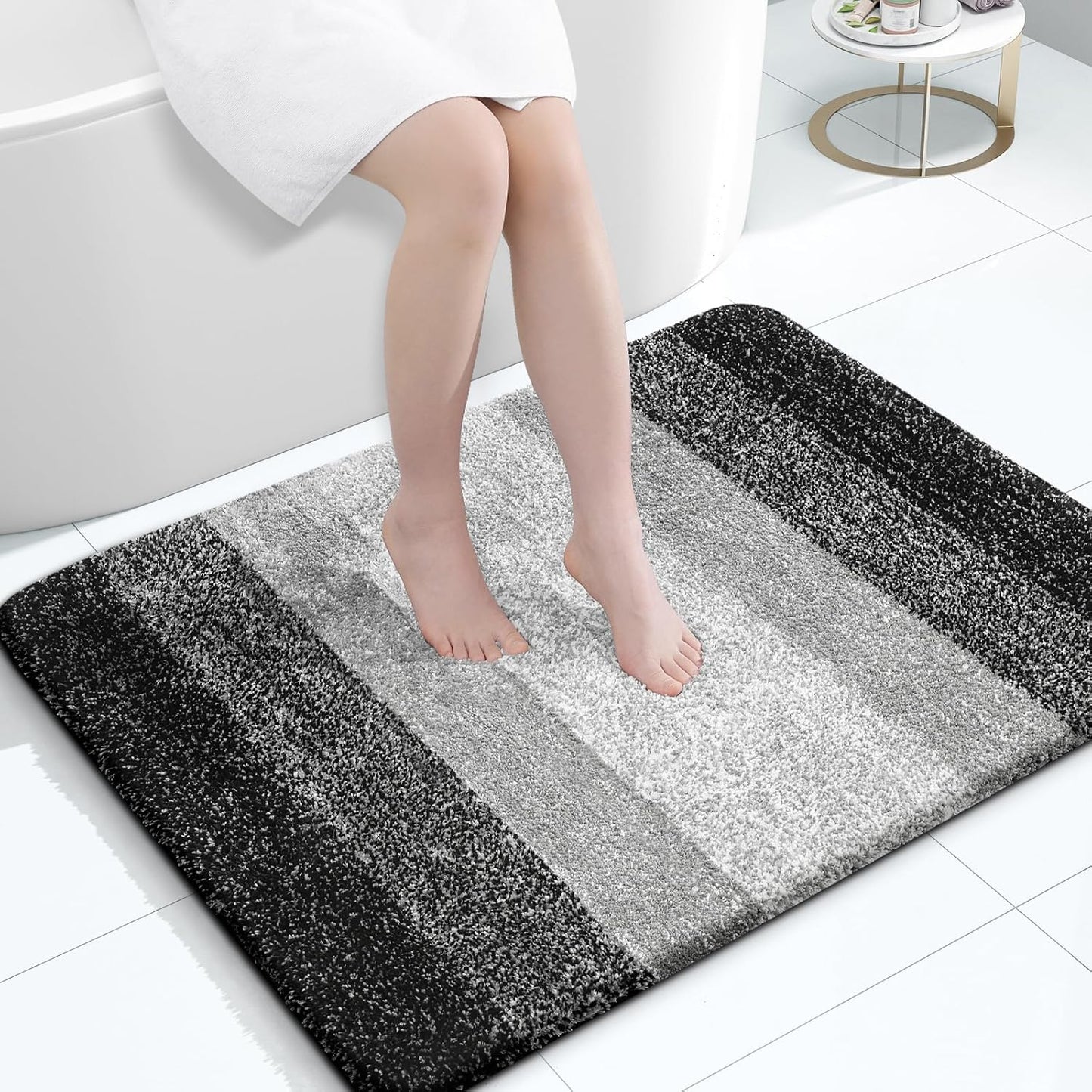 OLANLY Bathroom Rugs Mat 40x32, Extra Soft Absorbent Microfiber Bath Rugs, Rubber Backing, Quick Dry, Machine Washable Bath Mats for Bathroom Floor, Tub and Shower, Home Decor Accessories, Black