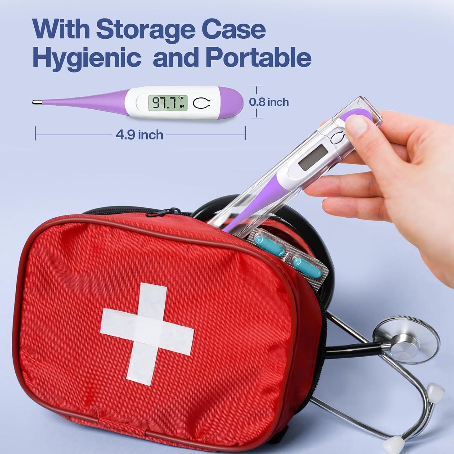 Boncare 10 Seconds Oral Thermometer for Adults and Kids - Accurate & Safe Rectal Thermometer for Baby with Fever Alarm, Digital Thermometer (Purple)