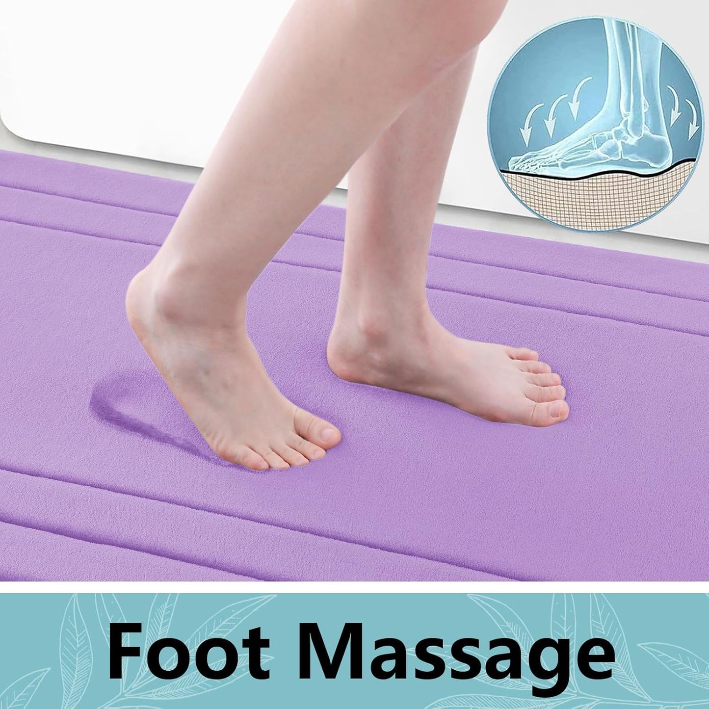 Arotive Memory Foam Bathroom Rug Mat 36x24, Ultra Soft and Absorbent Bath Mat, Machine Wash Dry, Comfortable Bath Rug Carpet for Bathroom Floor, Tub and Shower, Lavender