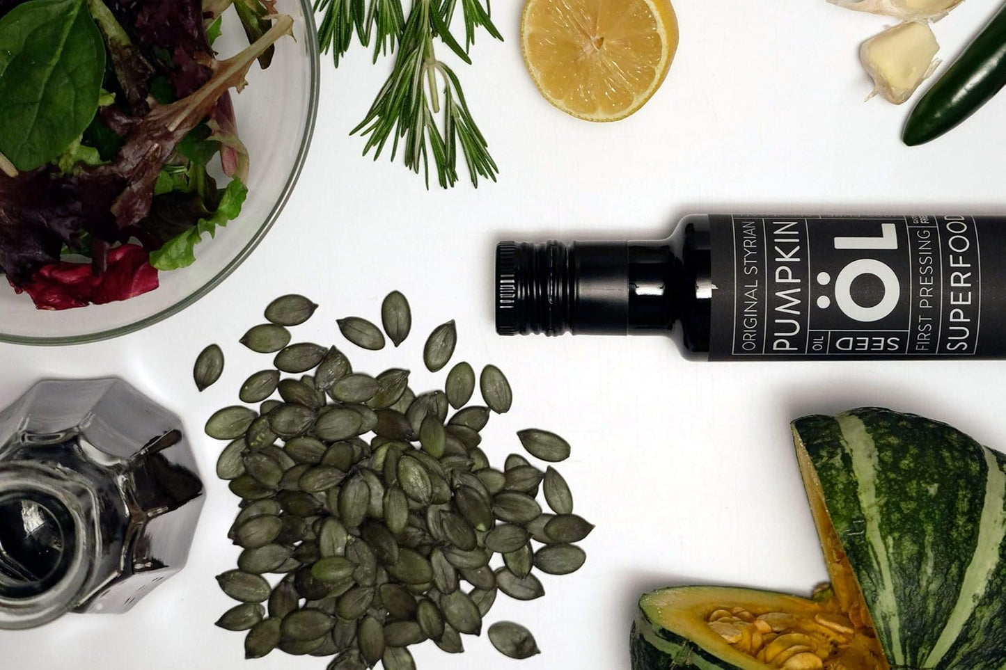 Schlacher & Söhne Styrian Pumpkin Seed Oil: 100% Pure, Cold Pressed, Non GMO, Gluten Free, Vegan, May Helps in Hair Growth, Made in Austria (100 ml, 3.3 FL OZ)