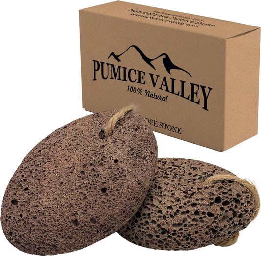 Pumice Stones for Feet - Natural Earth Lava Brown Pack of 2 - Callus Corn Remover for Feet Heels and Palm - Pedicure Exfoliation Tool - Dry Dead Skin Scrubber - Health Foot Care