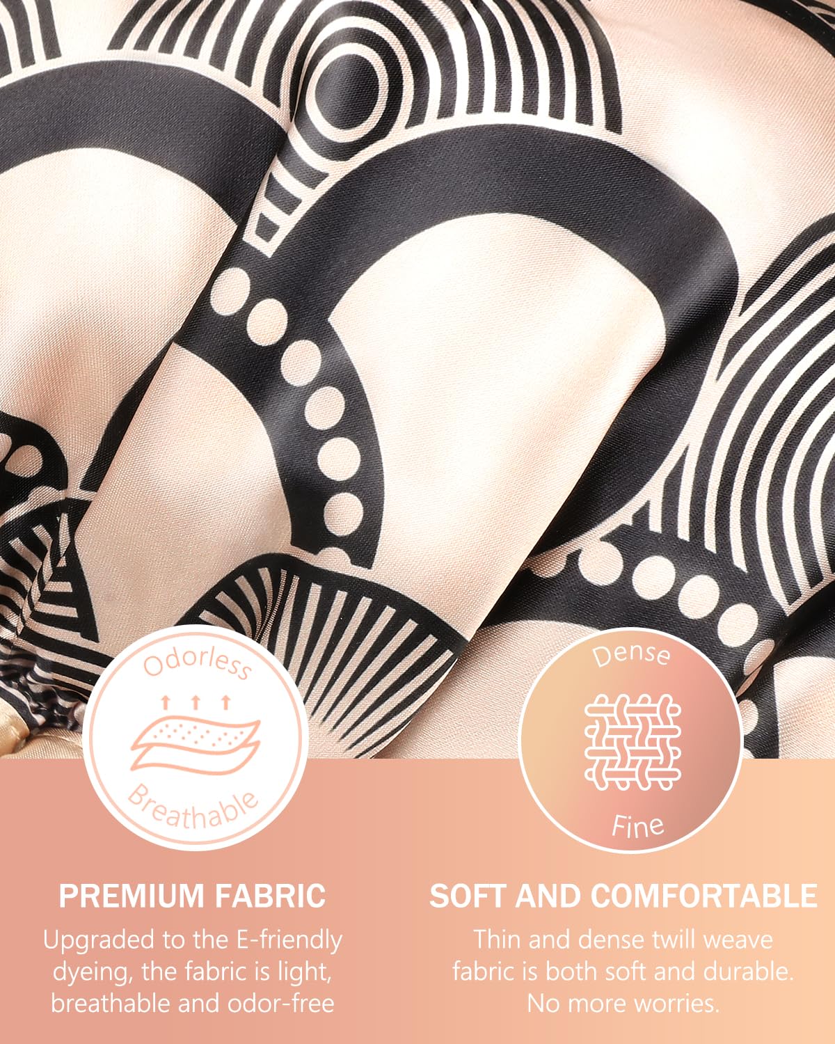 mikimini Large Shower Cap for Women Long Hair, Champagne Shower Caps with Lace, Double Layer Waterproof, Reusable, Washable, High-quality