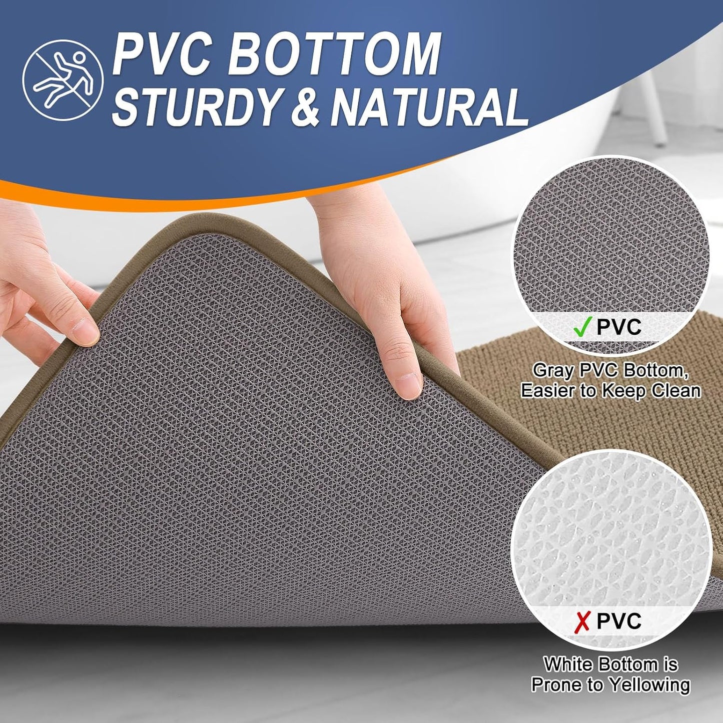 OLANLY Thick Memory Foam Bath Mat Rug 30x20, Extra Soft Absorbent Bathroom Rug, Quick Dry Bath Mats, Non-Slip, Machine Washable Carpet for Bathroom, Tub and Shower, Home Decor Accessories, Tan