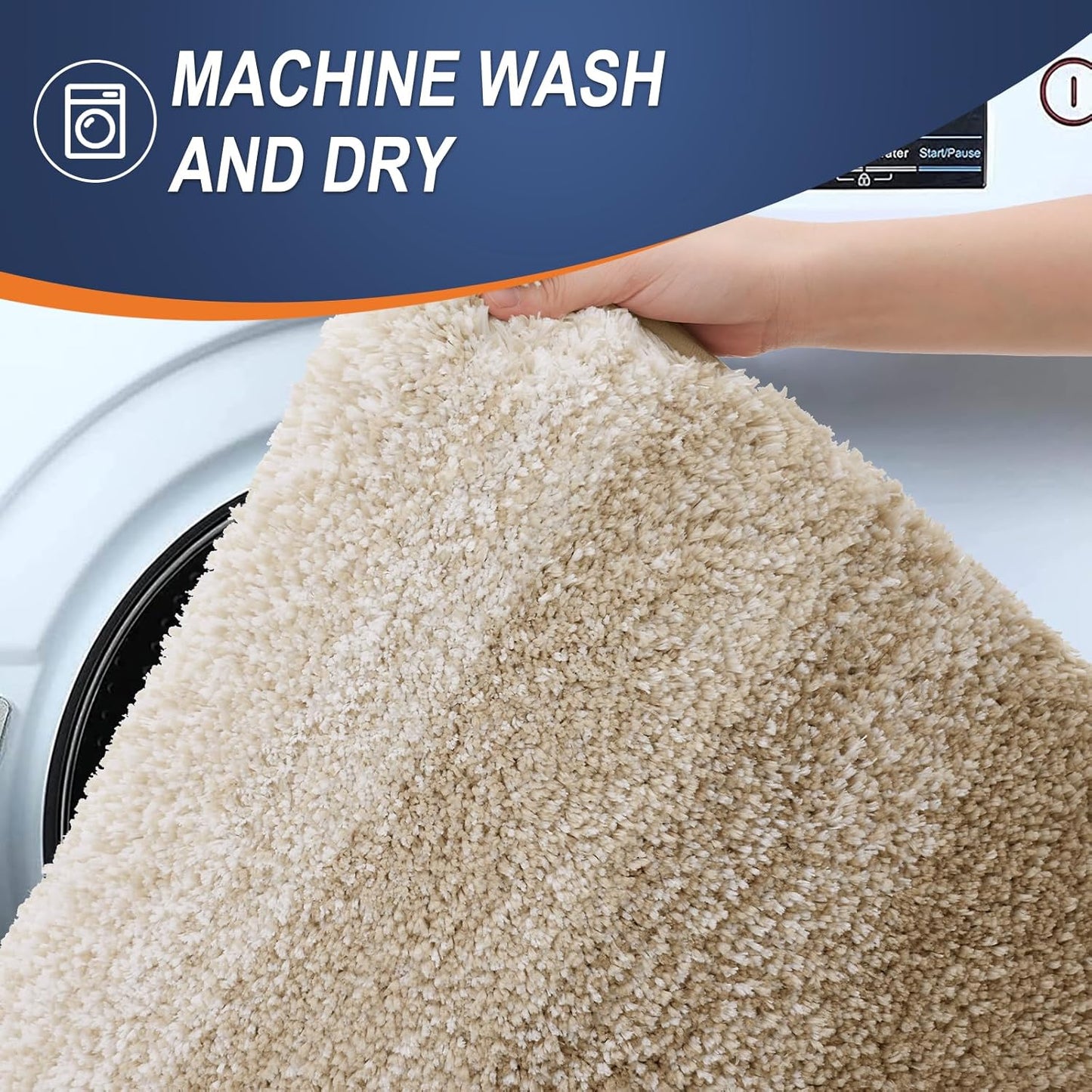 OLANLY Bathroom Runner Rugs 47x24, Extra Soft Absorbent Microfiber Bath Rugs, Rubber Backing, Quick Dry, Machine Washable Bath Mats for Bathroom Floor, Tub and Shower, Home Decor Accessories, Tan