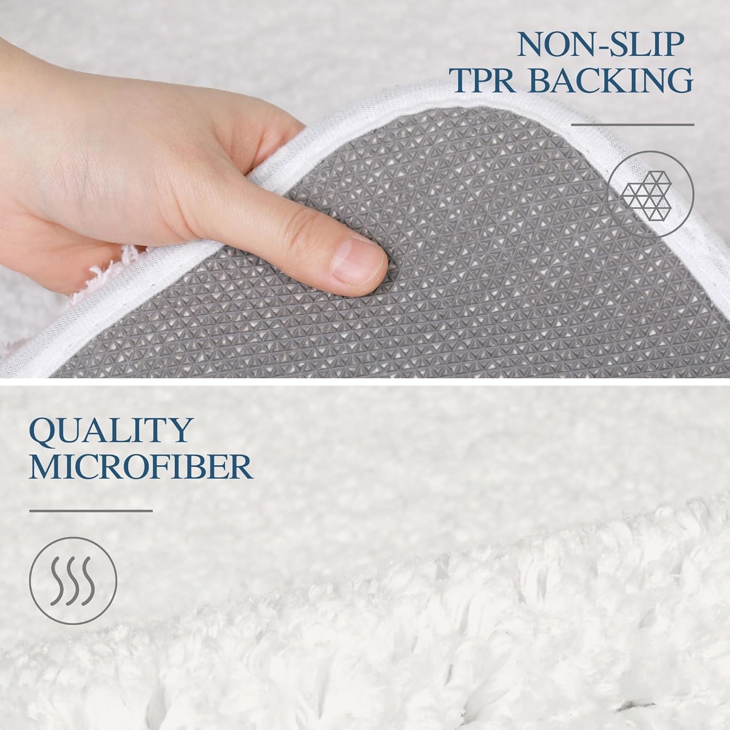 Walensee Bathroom Mat Non Slip (16 x 24, Ivory) Water Absorbent Soft Microfiber Shaggy Mat Machine Washable Thick Plush Rugs for Shower