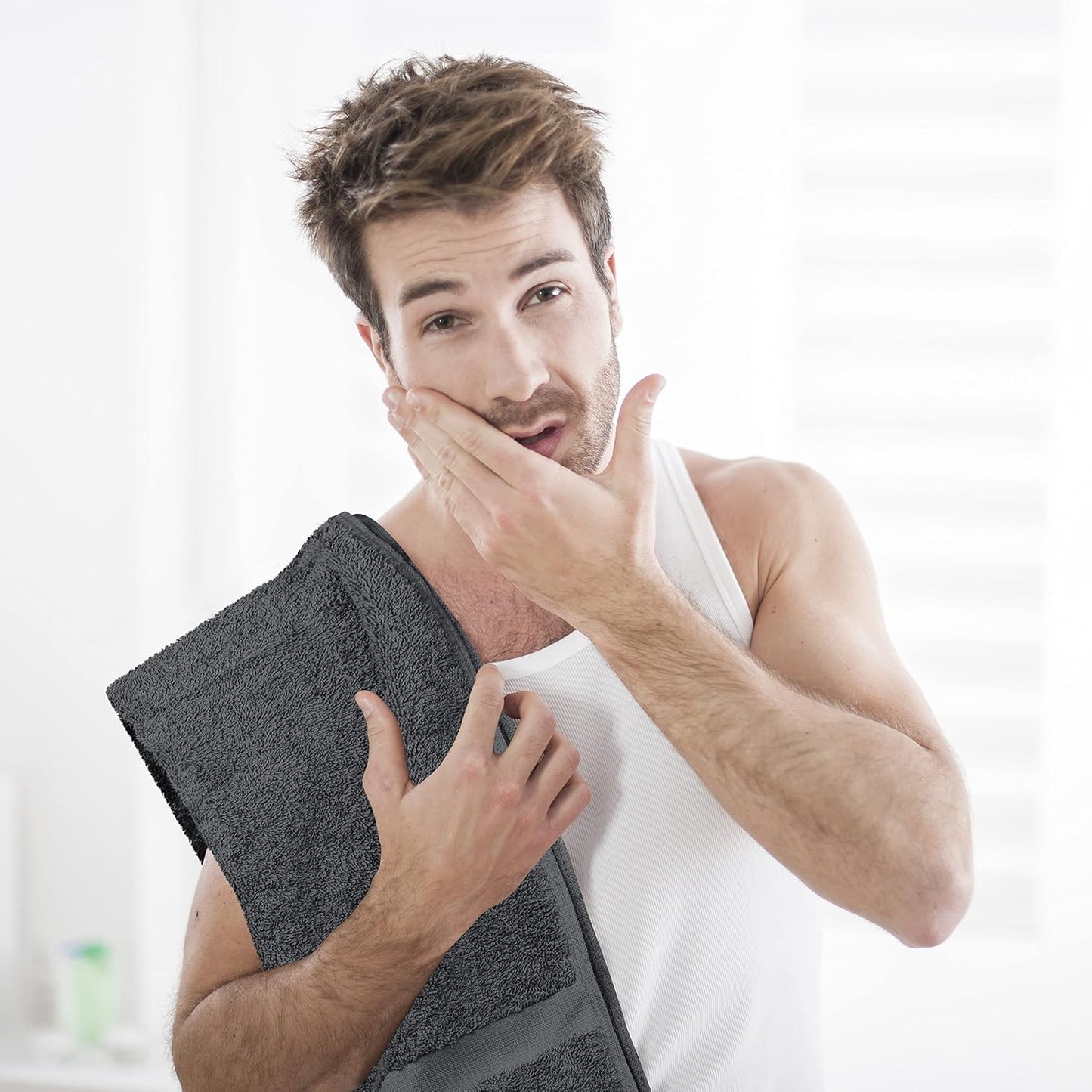 Utopia Towels, Salon Towel, Pack of 24, Not Bleach Proof, 16 by 27 Inches, Highly Absorbent Cotton Towels for Hand, Gym, Beauty, Spa, and Home Hair Care, Grey