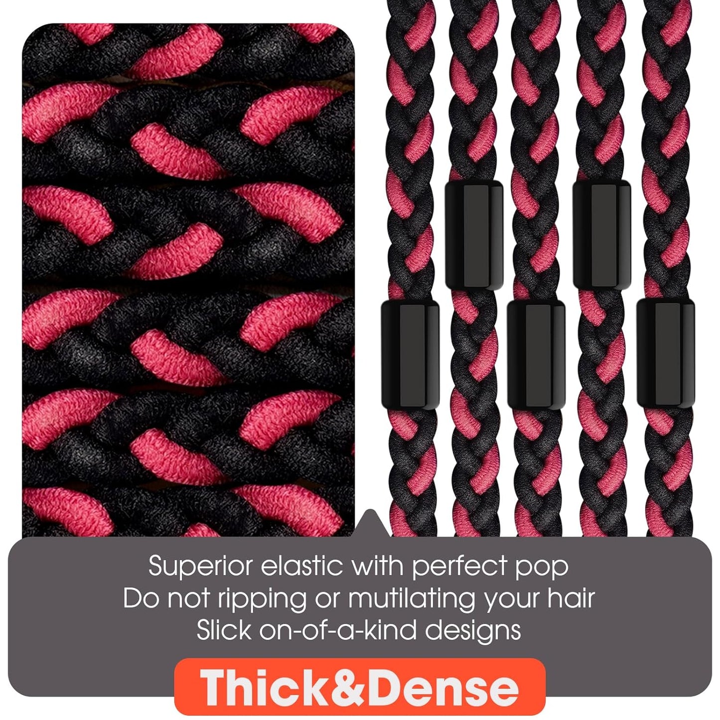 EasYoung 10pcs Braided Men's Hair Ties, For Buns, Curly Thick Dense Hair, No Crease Coils