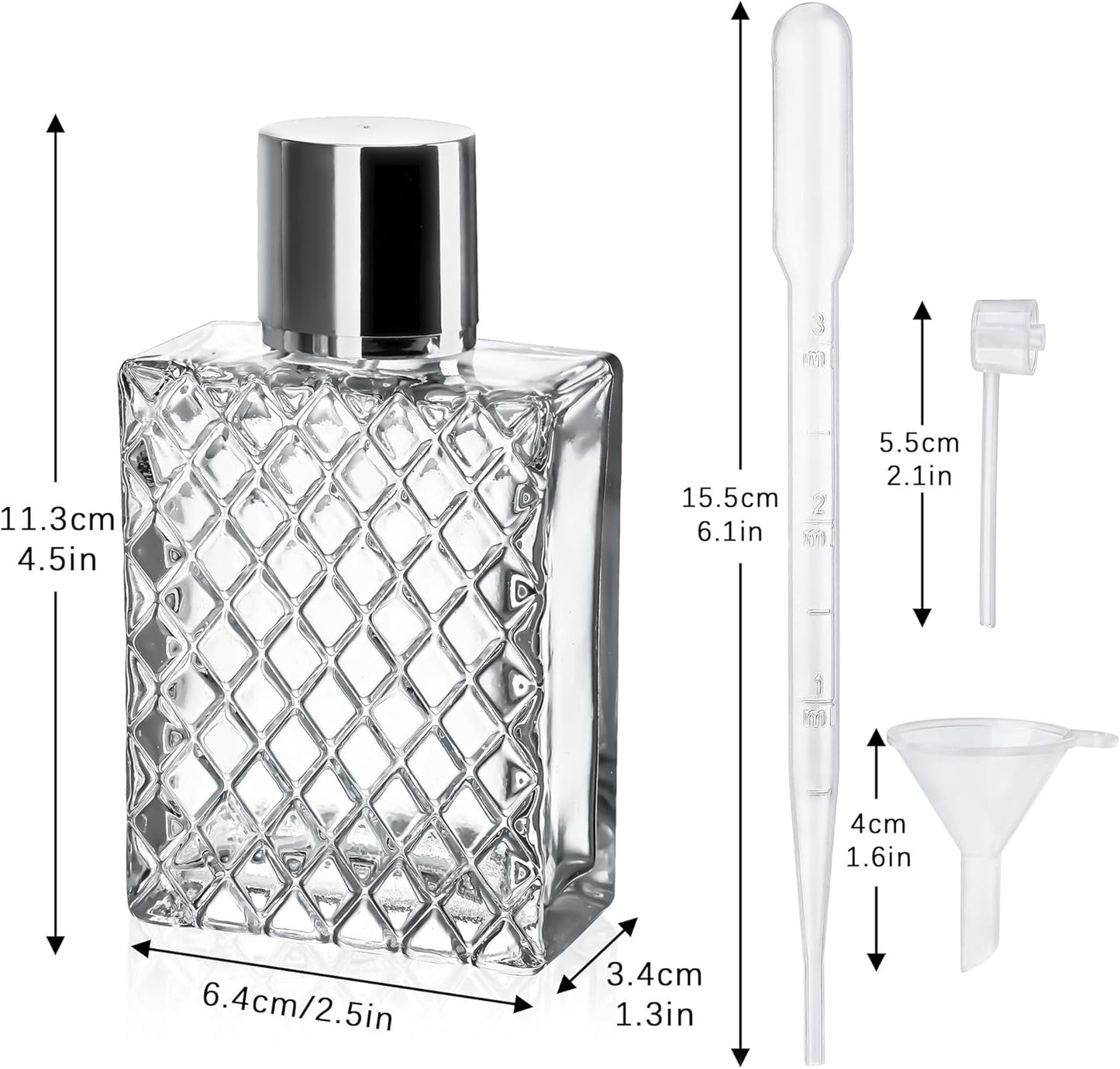 YU FENG 2 Pack Refillable Glass Spray Perfume Bottles 100ml / 3.4 oz Cosmetic Fine Mist Atomizer Bottle Empty Portable Clear Glass Essential Oil Container for Travel