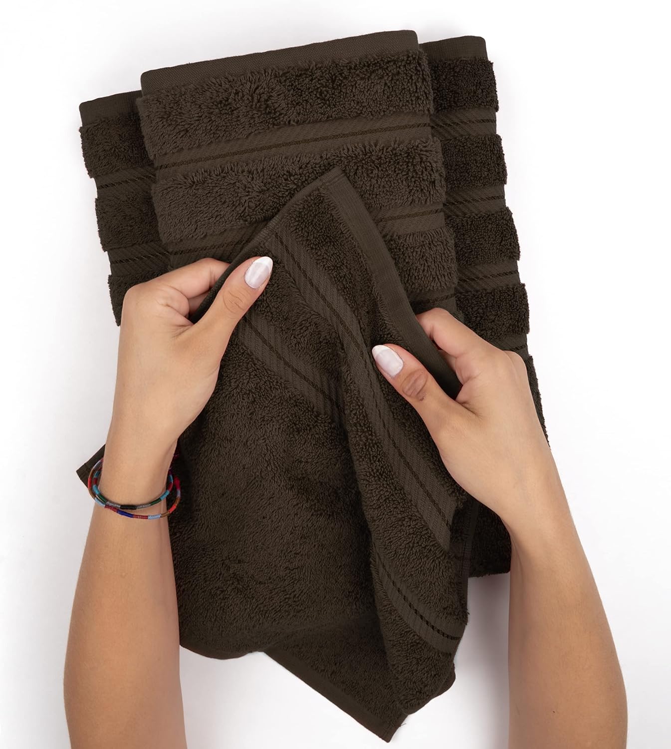 American Soft Linen Luxury 6 Piece Towel Set, 2 Bath Towels 2 Hand Towel 2 Washcloths, 600 GSM 100% Cotton Turkish Towels for Bathroom, Brown Towel Sets