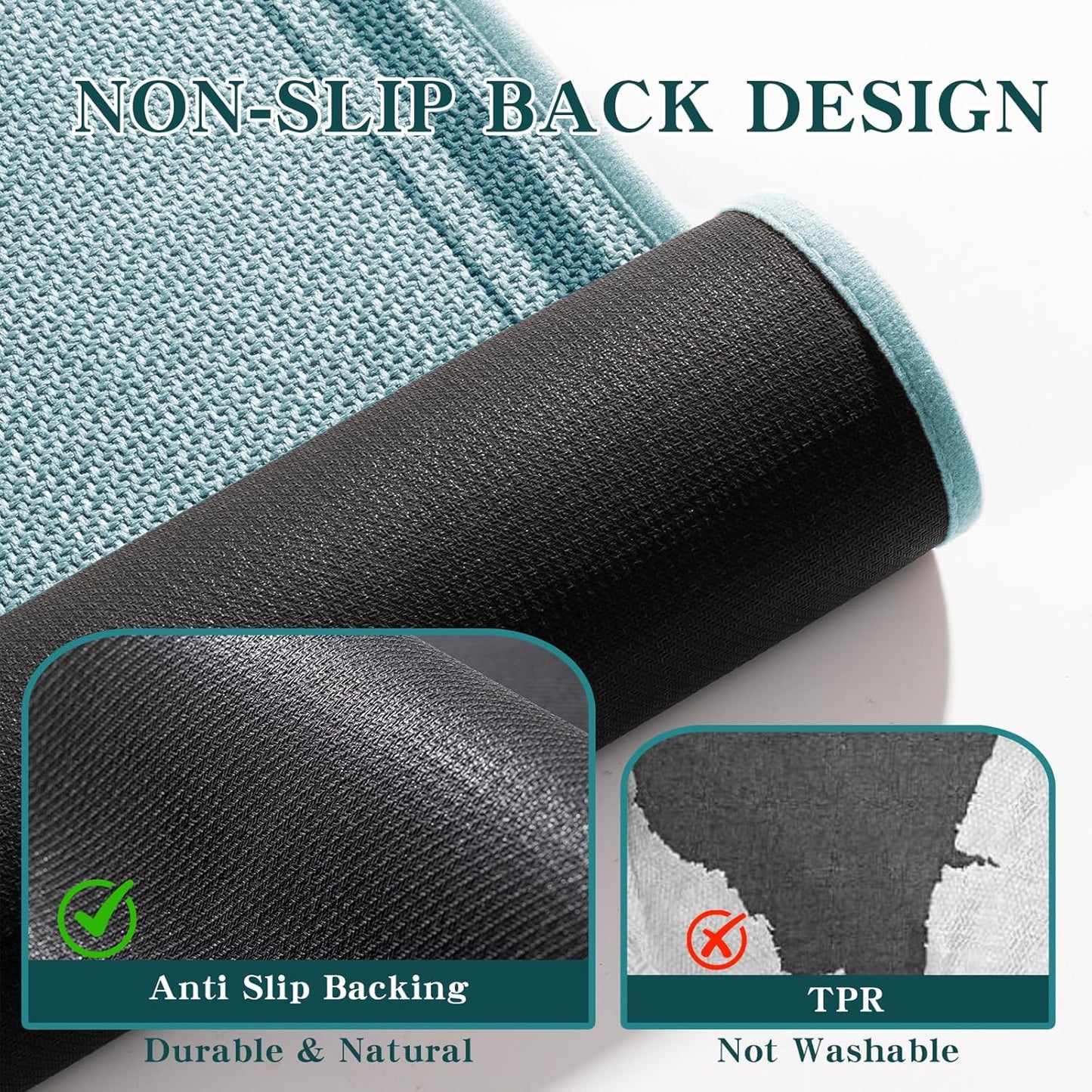 chakme Bathroom Rugs Mat 24x17, Ultra Thin Non Slip Bath Mat Small Quick Dry Absorbent Bath Mat for Bathroom Floor, (Light Blue, 24"x17")