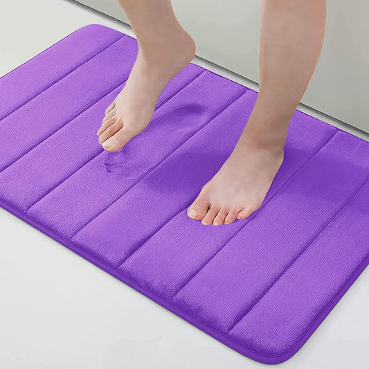 Buganda Memory Foam Bath Mat, 24" x 16", Ultra Soft and Non-Slip Bathroom Rugs, Water Absorbent and Machine Washable Bath Rug for Bathroom, Shower, and Tub, Purple