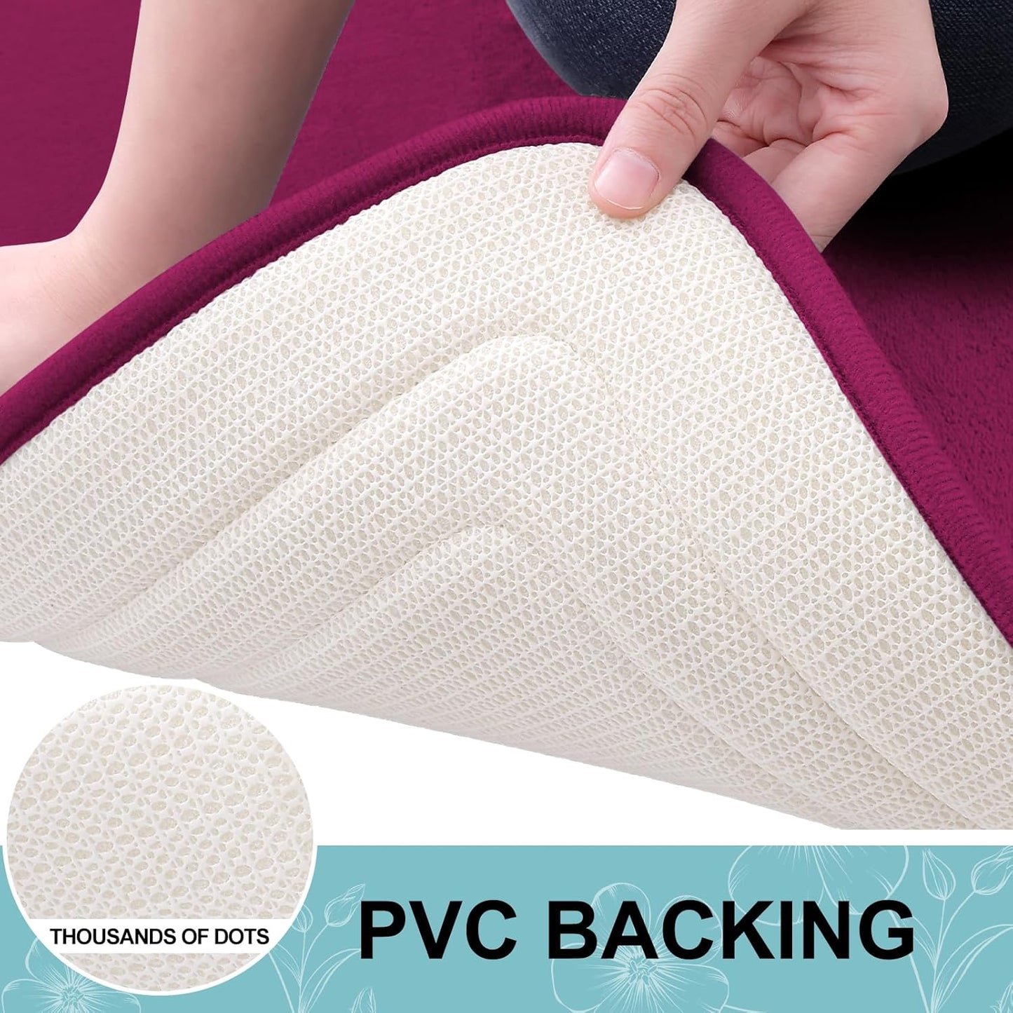 Grandaily Memory Foam Bath Mat Rug 36x24, Ultra Soft, Non-Slip and Absorbent Bathroom Rugs, Machine Wash Dry, Comfortable Bath Carpet for Bathroom Floor, Tub and Shower, Burgundy