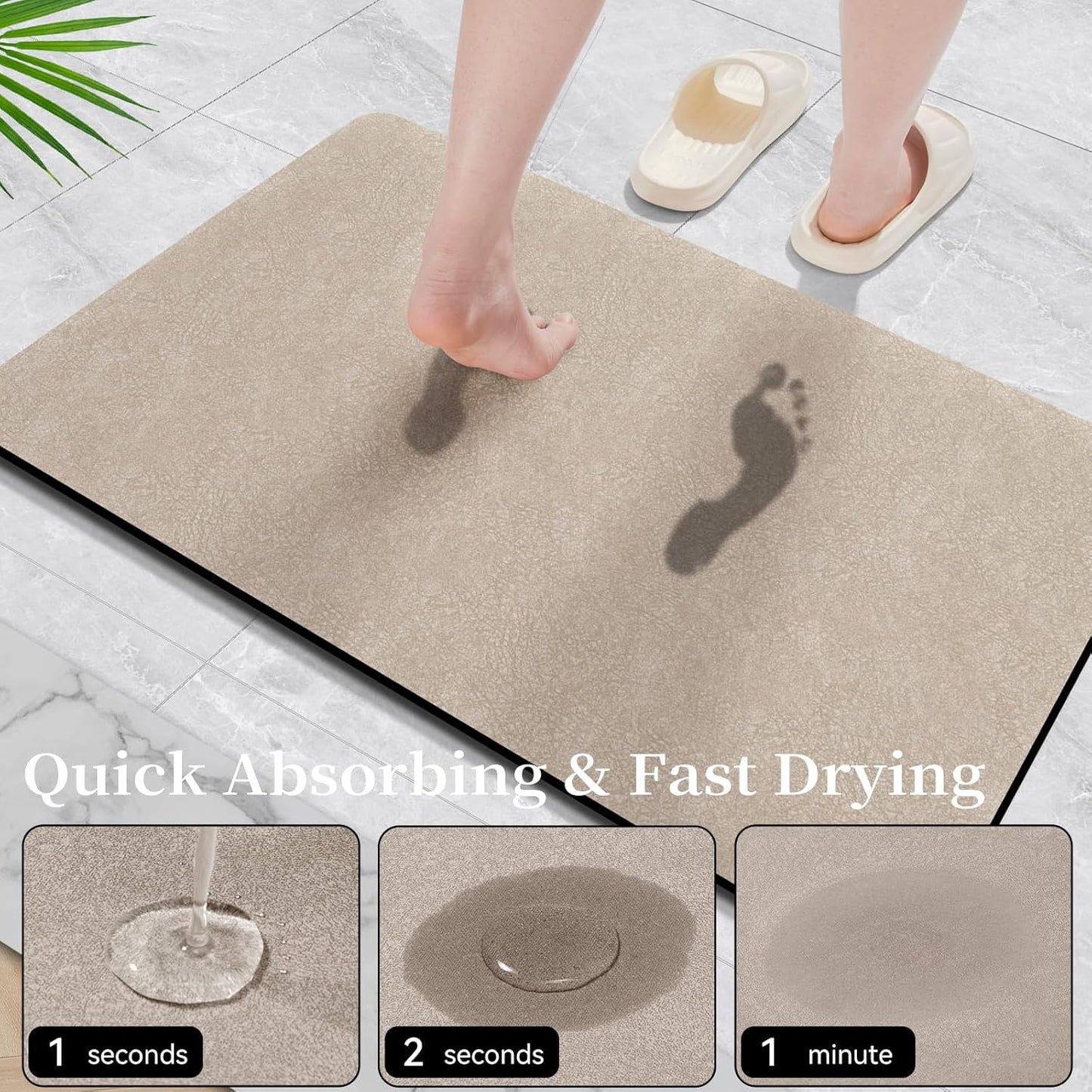 Taupe Long Bathroom Mat Rugs 59x17 Diatomaceous Earth Bath Mat Large Quick Dry Bath Mat Non Slip Rubber Backed Super Absorbent Shower Mat, Thin Bathroom Runner Rugs Floor Mat Fit Under Door
