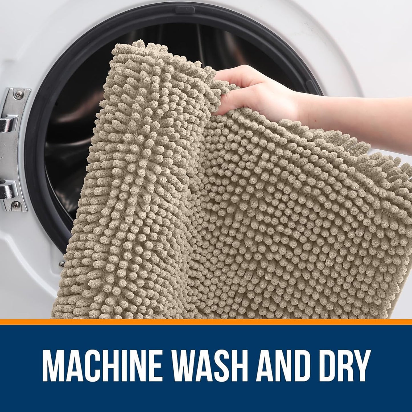 OLANLY Bathroom Rugs 30x20, Extra Soft Absorbent Chenille Bath Rugs, Rubber Backing Quick Dry, Machine Washable Bath Mats for Bathroom Floor, Tub and Shower, Home Decor Accessories, Warm Taupe