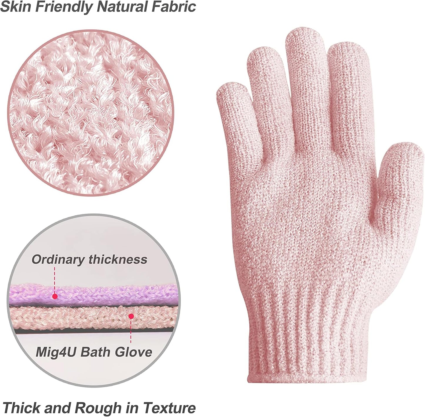 MIG4U Shower Exfoliating Scrub Gloves, Bathing Gloves Body Wash Dead Skin Removal Deep Cleansing Sponge Loofah for Women Men