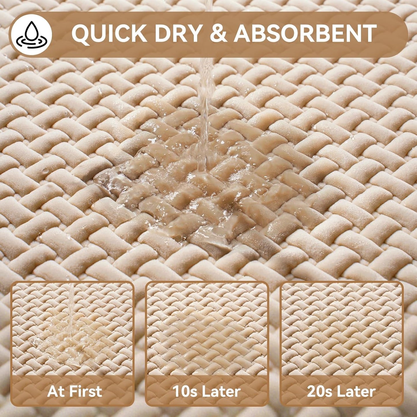 Bathroom Rugs Non Slip, Super Absorbent Quick Dry Bath Mat, Foam Weave Texture Rubber Backing Ultra Thin Bathroom Mats Fit Under Door Bathroom Floor Bathtub Shower