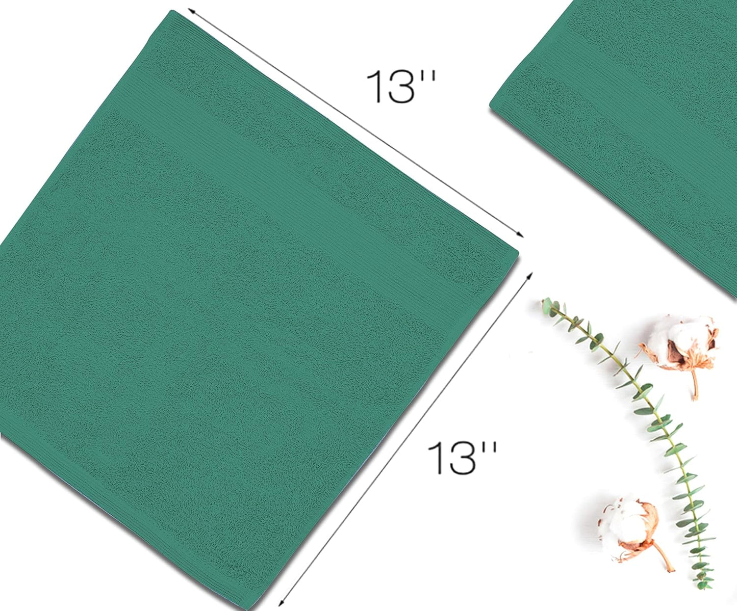 Premium Wash Cloths Pack of 12 (13" x 13") 100% Ring Spun Cotton | Luxury Washcloths | Ultra Soft Face Towels | Highly Absorbent Wash Cloths for face (Dusty Green)