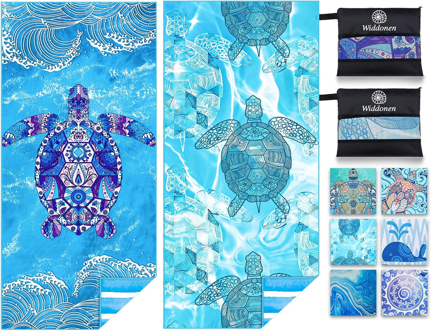 2 Pack Microfiber Lightweight Beach Towel Sand Free Quick Dry Absorbent Thin Compact Towels for Swimming Pool Camping Beach Accessories Large Easy Pack Travel Things for Vacation Essentials Gift