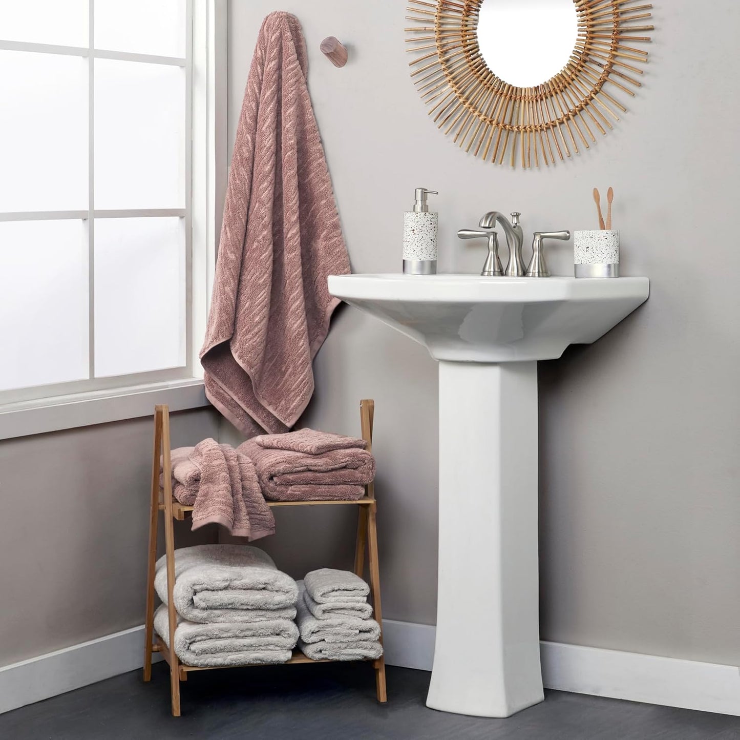 SKL Home CloudSoft Cotton Luxury 4 Pc Bath Towel Set, Clay