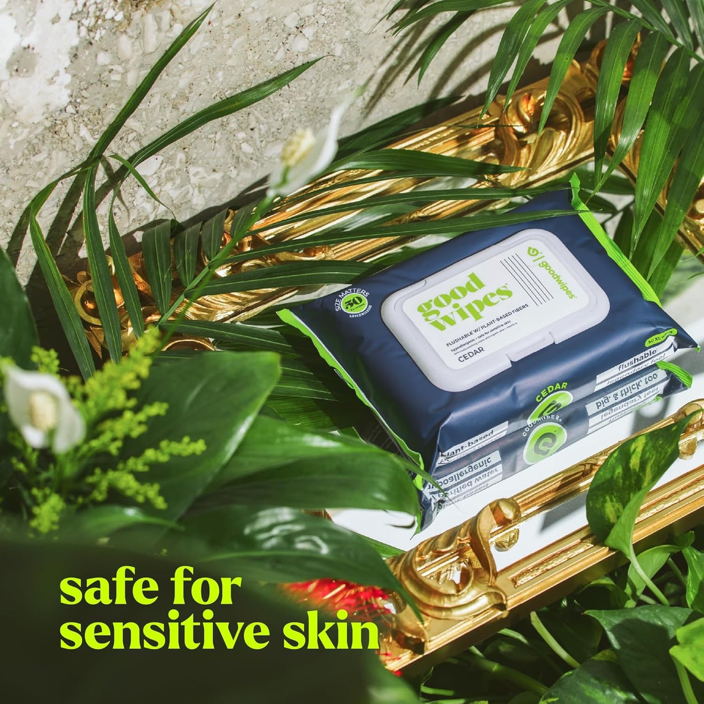 goodwipes Flushable Butt Wipes - Vitamin E & Aloe - Sewer & Septic Safe - Extra Large Adult Wet Wipes For Women & Men - Bathroom Essentials - Cedar, 418 Count (8 Packs + 1 Travel)