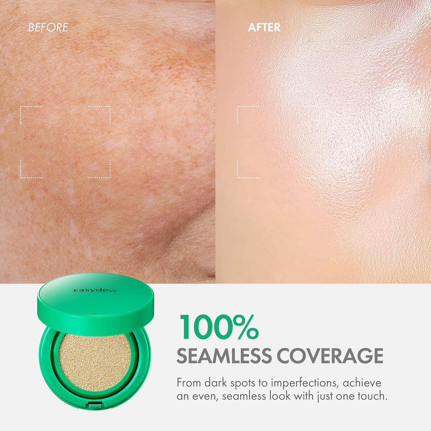 Easydew Mela B Toning Ampoule Cushion Refill - 3-in-1 Age-Defying Sun Shield Full Coverage Cushion Foundation with Niacinamide & Hyaluron-Vital C - Face Makeup Korean Skin Care 0.45 oz (#23 Natural)