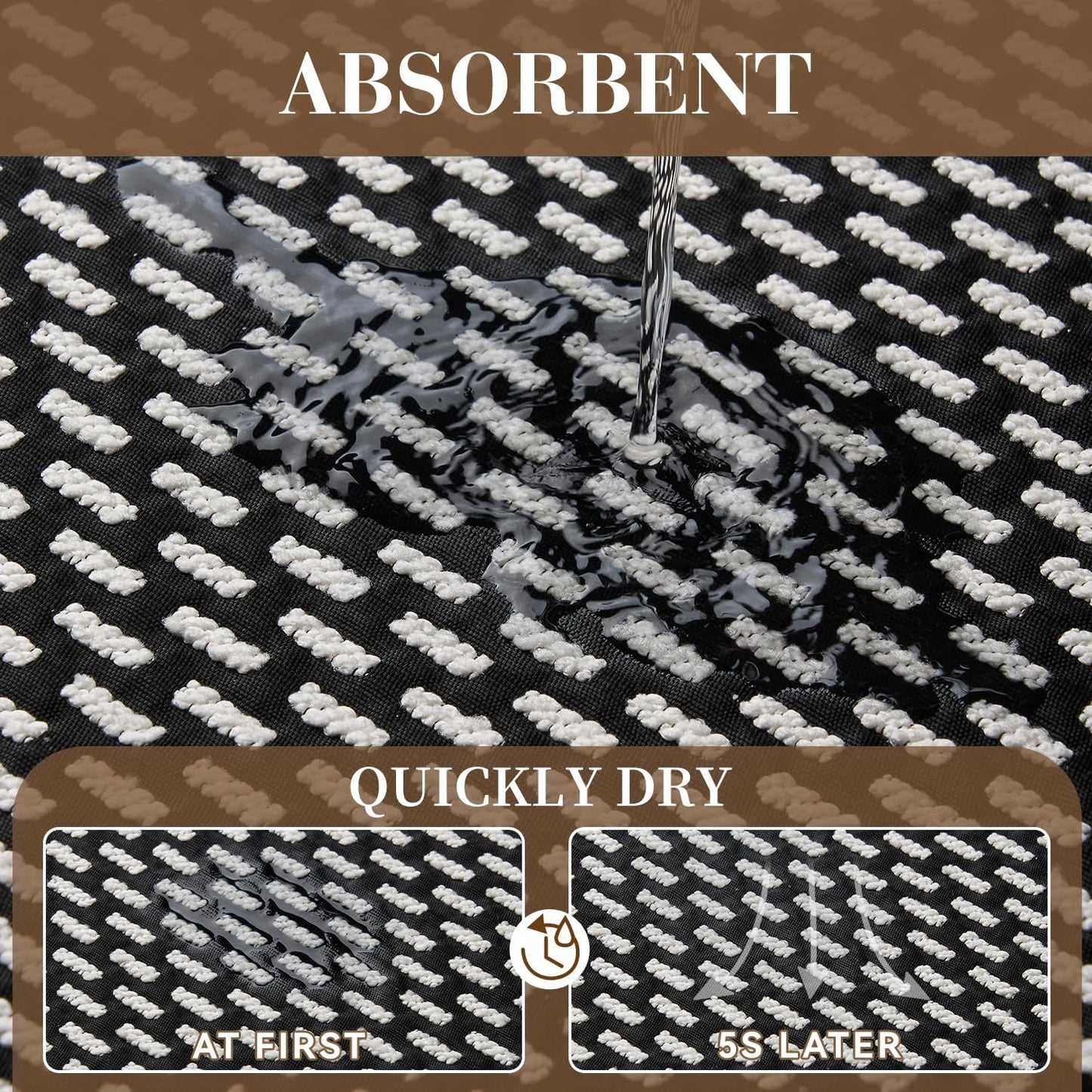 RESARE Non Slip Bath Mat - Machine Washable Bathroom Rugs, Super Absorbent, 20"x32" Black