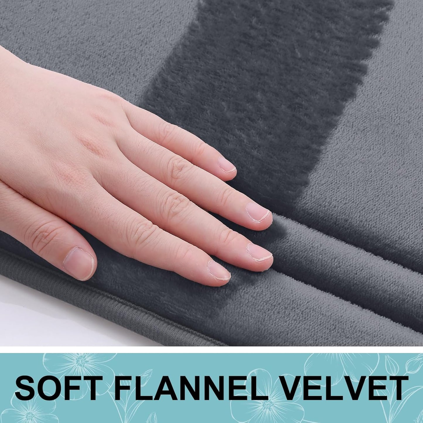 Grandaily Memory Foam Bath Mat Rug 47x20, Ultra Soft, Non-Slip and Absorbent Bathroom Rugs, Machine Wash Dry, Comfortable Bath Carpet for Bathroom Floor, Tub and Shower, Dark Grey