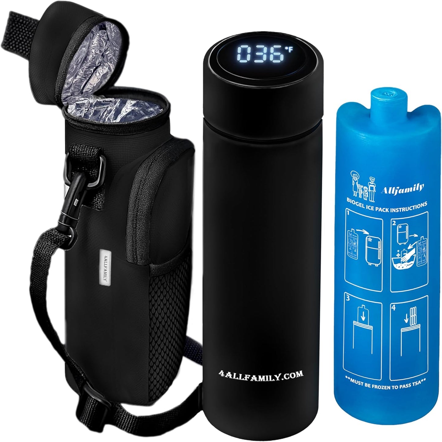 4ALLFAMILY Insulin Pens Cooler Travel CASE Medicine Cooler Box EpiPen Carry Medical Bag TSA Approved Diabetic Travel case with Biogel Ice Pack (Medium) (Medium Pro Black)