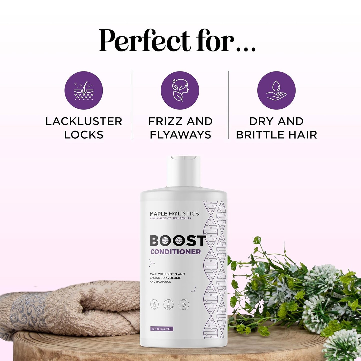 Boost Biotin Conditioner for Thinning Hair - Sulfate Free Biotin and Collagen Conditioner for Women & Men with Moisturizing and Volumizing Castor and Rosemary Oil for Fine Weak & Dull Hair (16 Fl Oz)