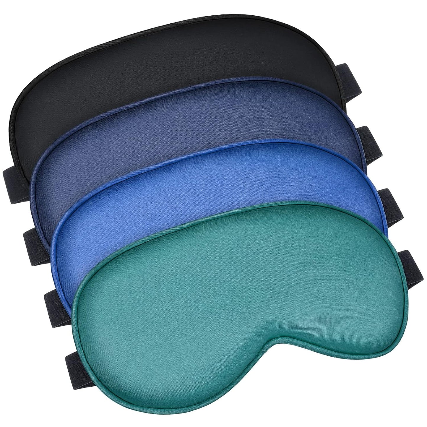 BBTO 4 Pcs Silk Sleep Eye Masks Smooth Soft Satin Eye Covers with Adjustable Strap Blindfold for Sleeping Blocking Out Lights Travel Relaxation (Royal Blue, Dark Green, Navy Blue, Black)