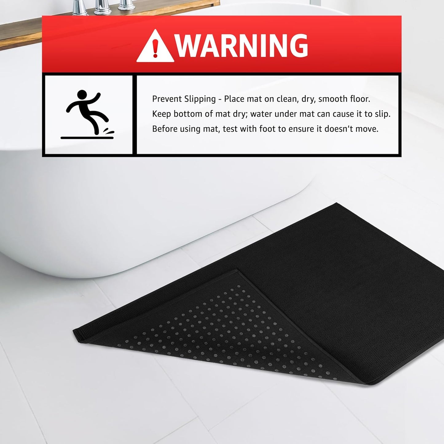 American Soft Linen Bath Rug, 17 in 24 in 100% Cotton Bath Mats Rugs for Bathroom, Slip Reducer Washable Shaggy Form Area Rugs, Black Bath Rug