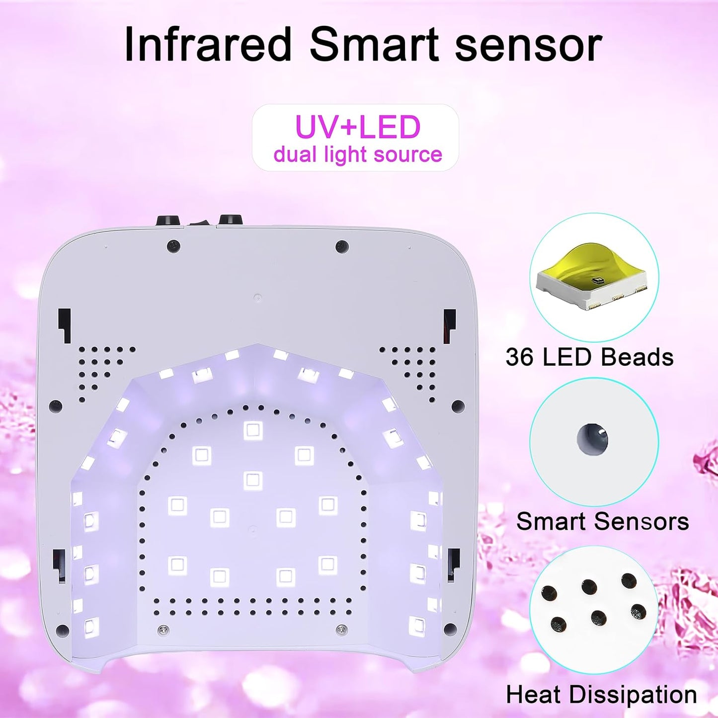 72W Cordless Led Nail Lamp, Rechargeable Nail Dryer, Portable Gel UV Led Nail Light with 4 Timer Setting Sensor, Professional Wireless Gel Nail Lights Nail Art Manicure Tools for Home and Salon