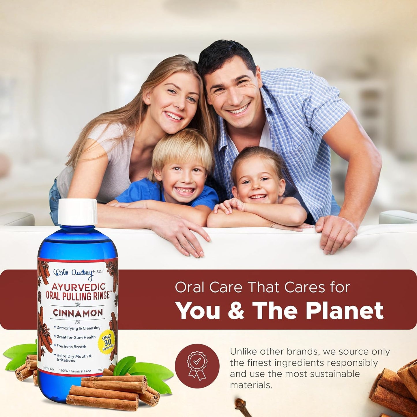 Oil Pulling for Teeth and Gums | Made in USA Cinnamon Flavored Organic Sesame | Ayurvedic Oil Pulling Rinse to Whiten Your Teeth & Freshen Your Breath | Alcohol Free Fresh Breath Mouthwash-8 FL Oz