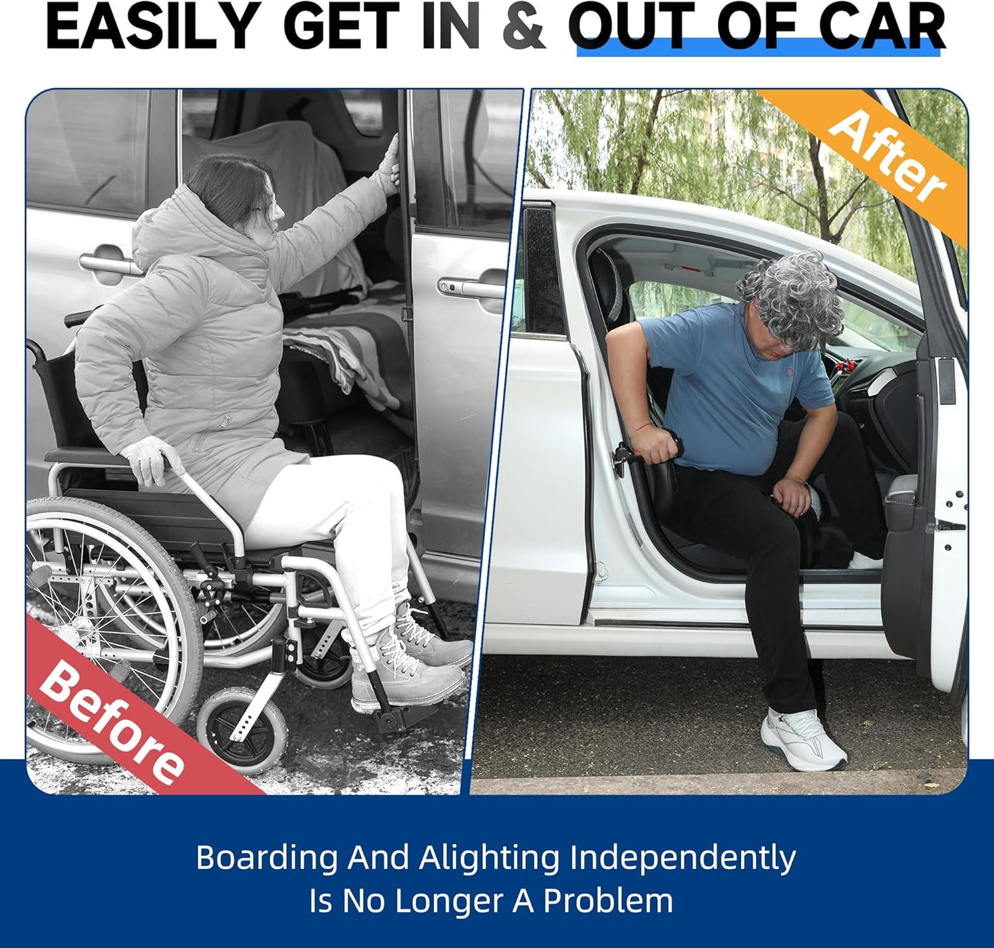 4 in 1 Car Door Handle Assist for Elderly 2PCS - Multifunction Car Transfer Aid - Help Elderly Get Out of Car, Auto Cane Portable Vehicle Support Handle for Seniors, Handicapped, Max 450 Pounds