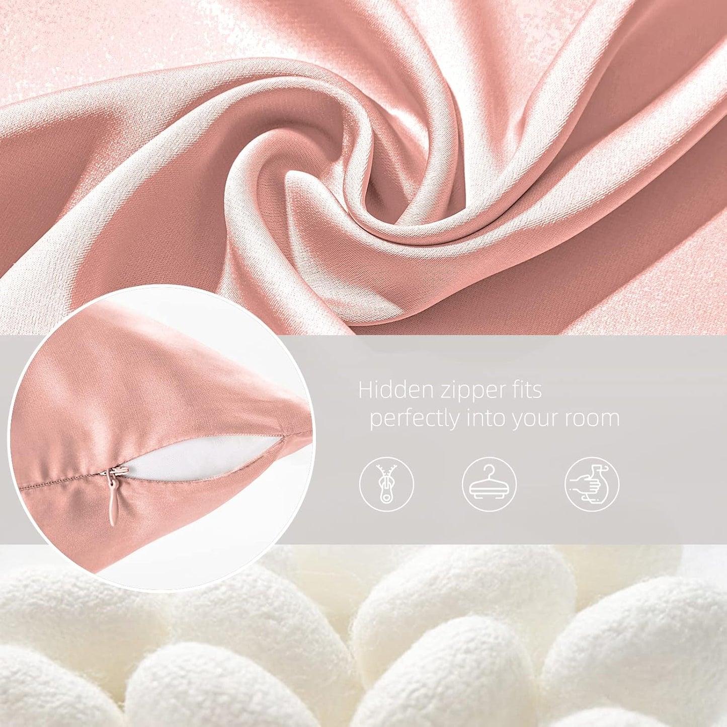 Silk Pillowcase for Hair and Skin Mulberry Silk Pillowcase Soft Breathable Smooth Both Sided Natural Silk Pillowcase with Zipper Beauty Sleep Silk Pillow Case 1 Pack for Gift(King,Baby Pink)