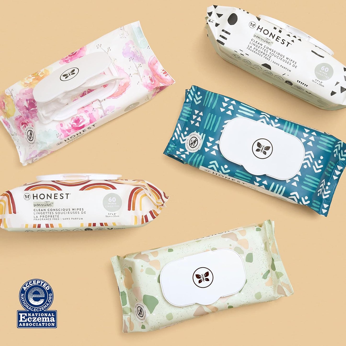 The Honest Company Clean Conscious Multi-Use Wipes, Unscented Hypoallergenic Baby Wipes for Sensitive Skin, 99% Water Plant-Based Compostable Wipes, Rose Blossom, 576 Count